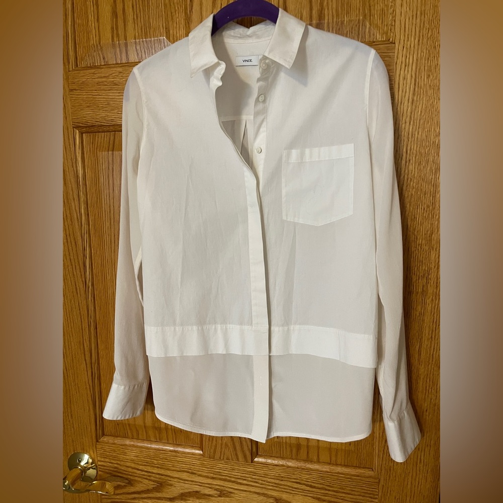 Vince size 2 layered white collard shirt